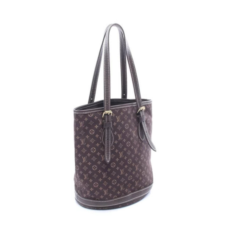 Louis Vuitton Lin Bag Leather Tote Canvas Monogram Brown Bucket